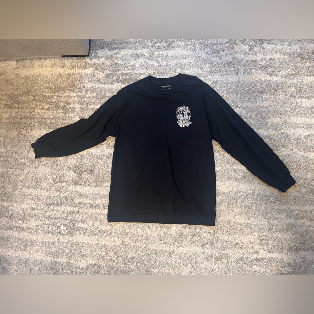 Retrofit Black Long Sleeve Tee with White Crest